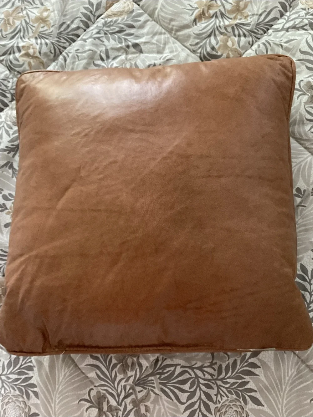 Leather Back Rustic Deer Accent Pillow in Burgundy, Green and Tan